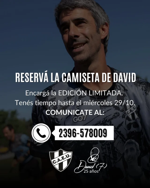 Ya podés encargar la edición limitada de David 🖤🤍🖤
Reservala al 2396-578009 📌