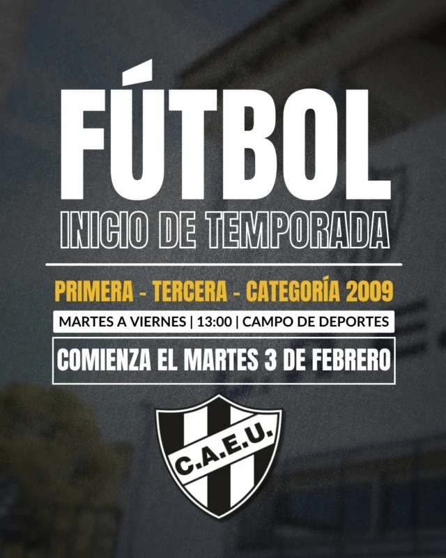 ⚽️📅 Horarios de fútbol a partir de febrero

Estas son las categorías que comenzarán a entrenar a partir del próximo mes.

Desde marzo se dará comienzo a la totalidad de las divisiones con los horarios definitivos del año.
