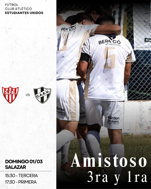 #FútbolCAEU | Sigue la acción en pretemporada ⚽📅

Nuevo amistoso para la primera y tercera división: será el domingo de visitante ante Salazar Fútbol Club.

🖤🤍
