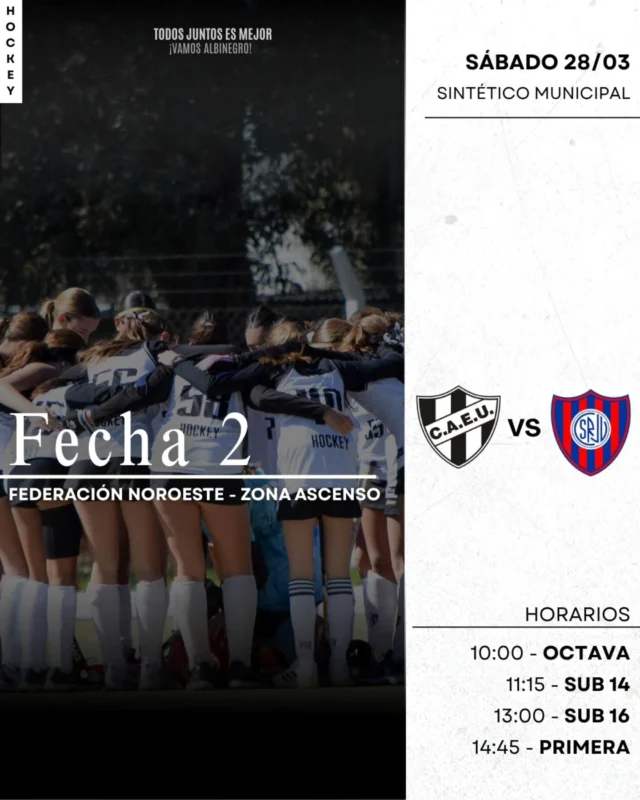 🏑🗓 FIN DE LA ESPERA

La cuenta regresiva terminó. Es momento de la competencia oficial. 

Luego de quedar libres en la primera fecha, el hockey Albinegro tendrá acción este sábado contra Juventud Unida de 30 de Agosto.

¡Esperamos a todas las familias en el Sintético Municipal! 🖤🤍

Vamos Estudiantes 💪