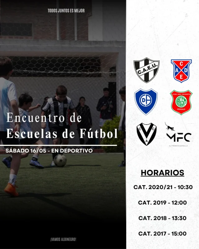 ⚽ Nuestra Escuela de Fútbol participará de un encuentro que se desarrollará este sábado en Deportivo.

🖤🤍
