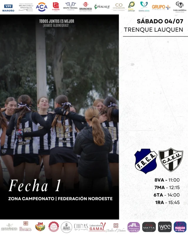 ¡ESTAMOS LISTAS! 💪🏑

Ahora sí, Zona Campeonato allá vamos. Este sábado se disputará la primera fecha contra Argentino de Trenque Lauquen.

¡Vamos Albinegras! Lo mejor en este nuevo comienzo 🖤🤍
