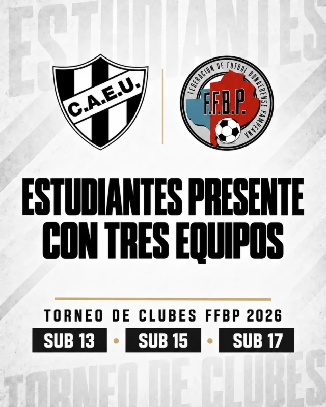Nuestro club participará con sus equipos de fútbol Sub 13, Sub 15 y Sub 17 en el Torneo Federal de Clubes organizado por la Federación de Fútbol Bonaerense Pampeana (FFBP) que reúne a 91 equipos de diferentes instituciones de las provincias de Buenos Aires y La Pampa.

El torneo comenzará con una fase clasificatoria por zonas, con partidos de ida y vuelta. Los mejores 16 equipos de cada categoría avanzarán a las instancias eliminatorias.

Ser parte de este certamen representa una gran oportunidad para el crecimiento de nuestros jugadores, que podrán sumar experiencia, aprendizaje y medirse con equipos de distintos puntos de la región.

Agradecemos especialmente el acompañamiento de las familias, la decisión del Departamento de Fútbol de asumir este importante desafío y el apoyo permanente del club.

Este martes 29 de septiembre comenzará la competencia: Sub 13 y Sub 15 recibirán a Argentino de Trenque Lauquen, mientras que la Sub 17 tendrá fecha libre.

¡Vamos Albinegro! 🖤🤍